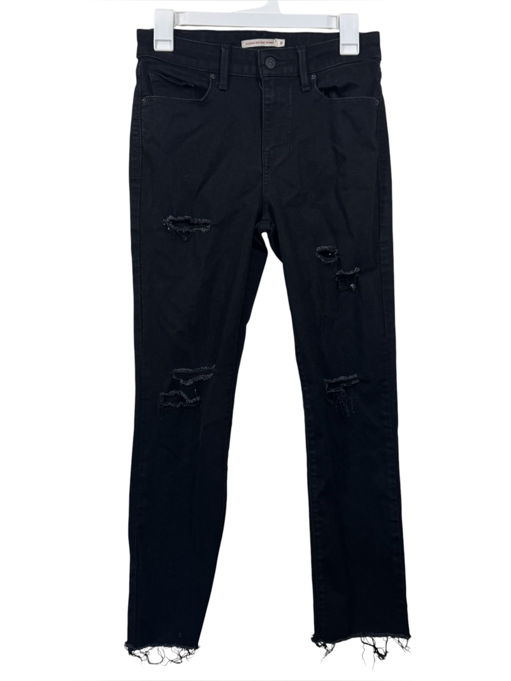 Levi's Black Distressed Mid Rise Skinny Jeans